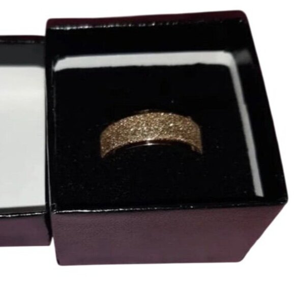 Matte Rose Gold Stainless Steel Ring Unisex With Subtle Glitter Finish Comfortab - Picture 2 of 6
